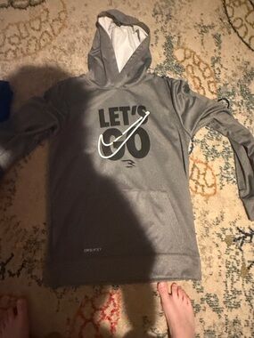 Nike Kids Gray 'LET'S GO' Dri-FIT Hoodie